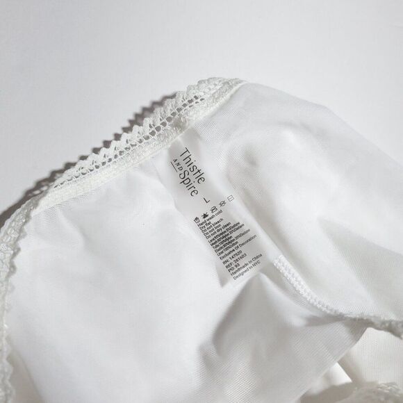 Thistle and Spire Eyelash Lace Mirage Thong Ivory White Size Large 261603 - Picture 6 of 7